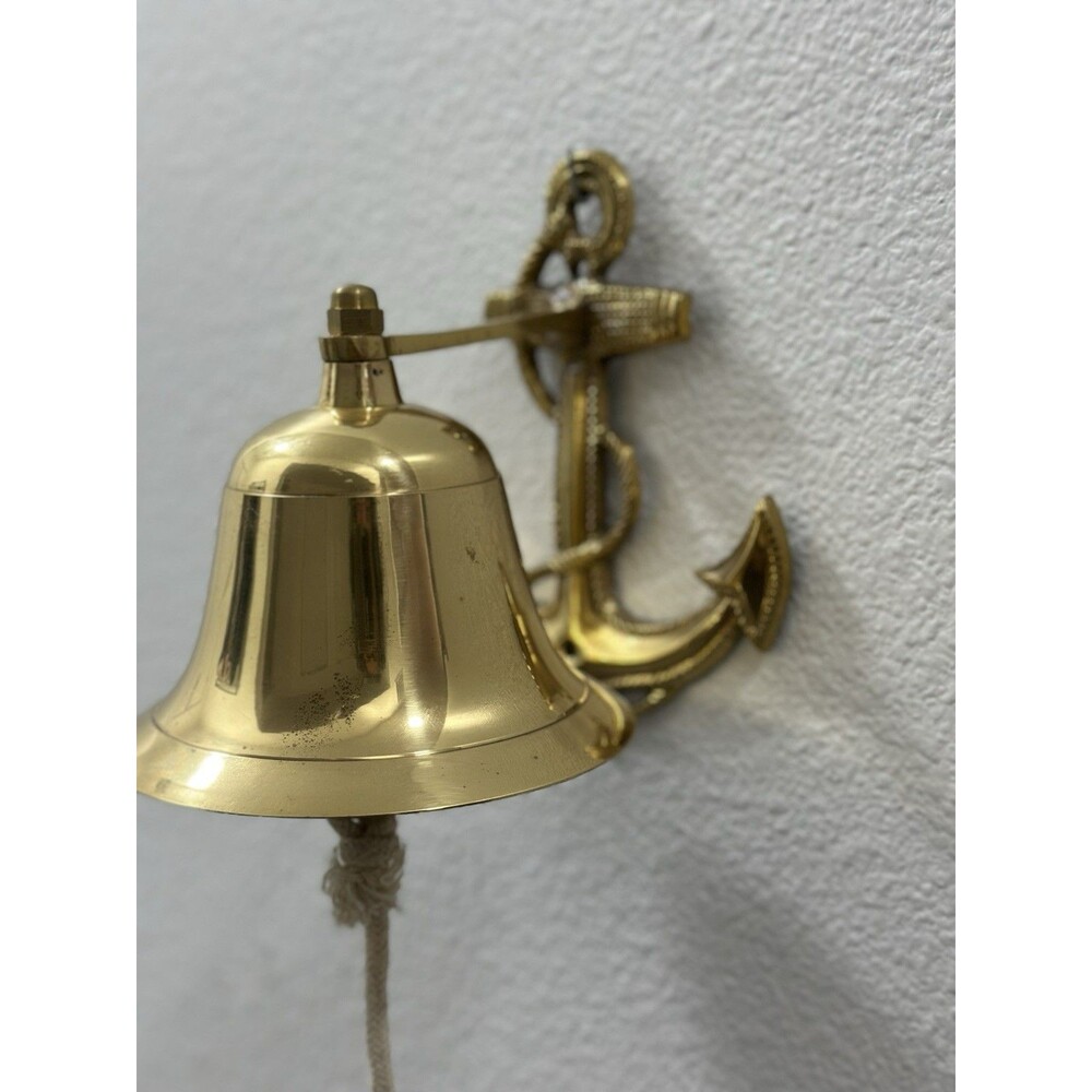 Brass Nautical Themed Bell With Anchor For Boat Dock Or Home Door Bell Decor